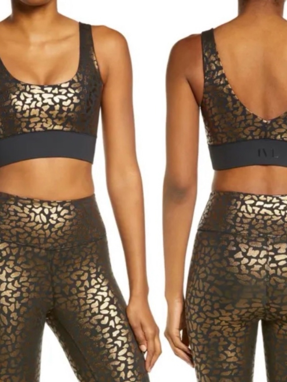 Metallic Gold Leopard Sports Bra & Pants - IVL collective.